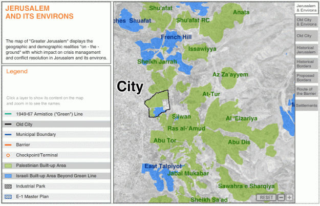 Mappa creata con il tool online di Terrestrial Jerusalem: http://t-j.org.il/JerusalemAtlas.aspx